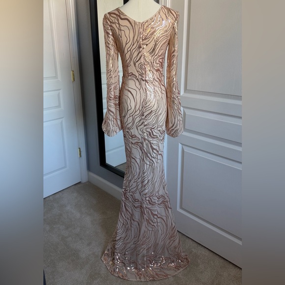 Miss Ord Formal Sequin Maxi Mermaid Prom Dress Bodycon Long Sheer Gown Size S - Picture 4 of 12